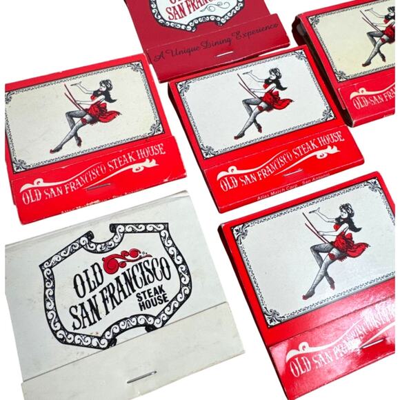 Old San Francisco Steak House Texas Restaurant Matchbook Lot Unstruck 1980s TX - Picture 1 of 10